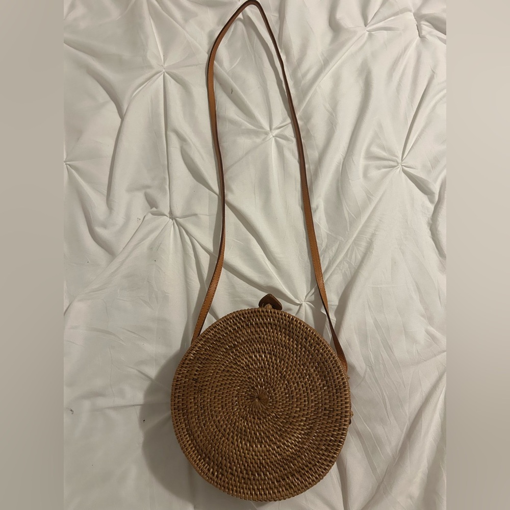 Brown Woven Crossbody Bag